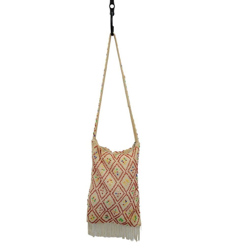 Vintage Crossbody Hobo Bag Southwestern‎ Artsy Hippie Kitchie Beaded Fringed